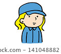 A young woman in work clothes with blonde hair and piercings (upper body, vector). 141048882