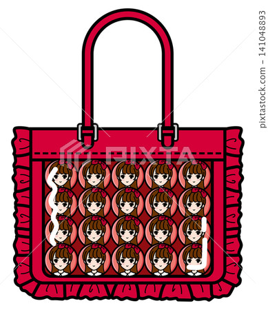 <Fan Activities> Large Ita-Bag with 20 Female Pin Badges (Red) 141048893