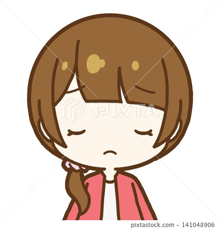 A dejected girl with loose side ponytails (no background) A dejected girl with loose side ponytails (no background) 141048906