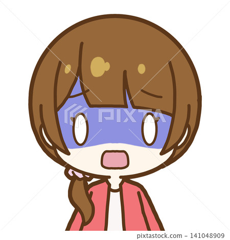 A girl with loose side ponytails looks shocked (no background). A girl with loose side ponytails looks shocked (no background). 141048909