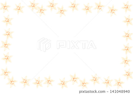 Deep dark frame with glowing bright red flowers Lily and leaves Deep dark frame with glowing bright red flowers Lily and leaves 141048940