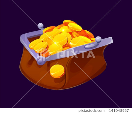 Golden coins in wallet or money purse and safe bag with gold cents pile stack. Golden cent coins in wallet purse for bank currency or casino jackpot and bank account savings and cash money investment Golden coins in wallet or money purse and safe bag with gold cents pile stack. Golden cent coins in wallet purse for bank currency or casino jackpot and bank account savings and cash money investment 141048967