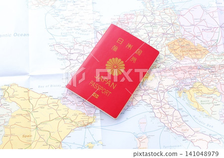 Passport - Image of preparing a passport (regular 10-year red passport) and planning a trip abroad Passport - Image of preparing a passport (regular 10-year red passport) and planning a trip abroad 141048979