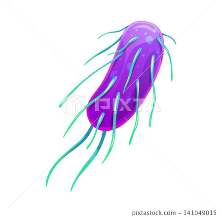 Bacteria bacillus or protozoa parasite and protista microorganism cartoon icon. Ameba virus or germ microbe and microbiota bacterium pathogen, amoeba micro organism of salmonella or escherichia coli 141049015