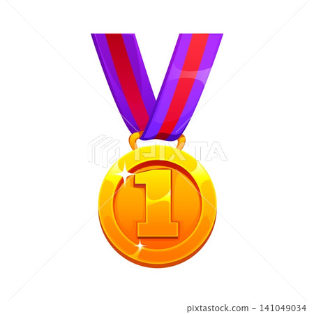 Medal award for first place of football or soccer sport game champion, cartoon icon. Golden medal award and goal victory badge for European football match reward and soccer game championship prize Medal award for first place of football or soccer sport game champion, cartoon icon. Golden medal award and goal victory badge for European football match reward and soccer game championship prize 141049034