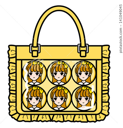 <Fan Activities> Small Ita-Bag (female character with 6 can badges arranged in yellow) <Fan Activities> Small Ita-Bag (female character with 6 can badges arranged in yellow) 141049045