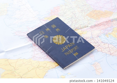 Passport - Image of preparing a passport (5-year general passport, navy blue) and planning a trip abroad Passport - Image of preparing a passport (5-year general passport, navy blue) and planning a trip abroad 141049124