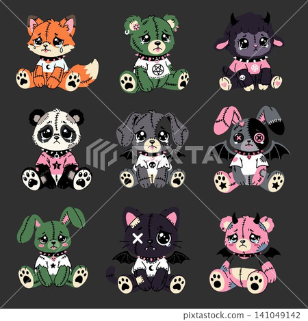 Creepy Cute Patchwork Plush Toy Animals Set Creepy Cute Patchwork Plush Toy Animals Set 141049142