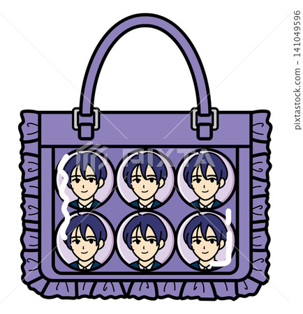 <Fan Activities> Small Ita Bag with 6 Male Character Pin Badges (Purple) <Fan Activities> Small Ita Bag with 6 Male Character Pin Badges (Purple) 141049596