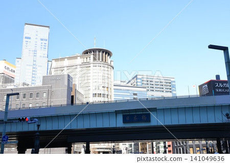 A view of the Metropolitan Expressway running above Nihonbashi Bridge. A view of the Metropolitan Expressway running above Nihonbashi Bridge. 141049636