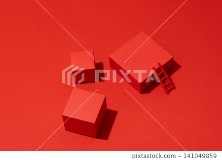 Minimal Flat lay Red Product Christmas Display Podium Minimal Flat lay Red Product Christmas Display Podium 141049859