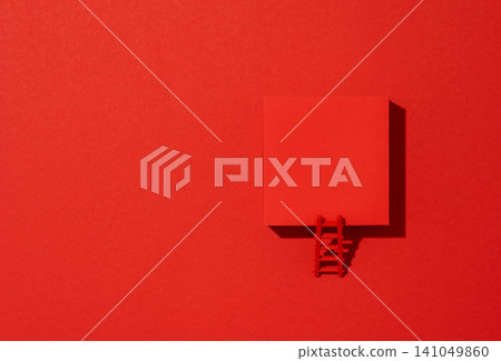 Minimal Flat lay Red Product Display Podium 141049860