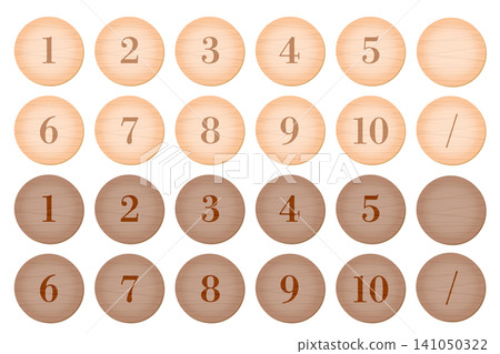 Wooden-style buttons and number branding irons | Set of materials for numbers 1-10 Wooden-style buttons and number branding irons | Set of materials for numbers 1-10 141050322