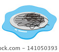 Illustration of a drain overflowing with water due to a blockage of hair. 141050393