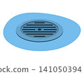 Illustration of water accumulating around a drain. 141050394