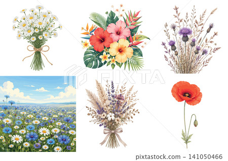 Vsai collecting various floral bouquets and wild flower field Vsai collecting various floral bouquets and wild flower field 141050466