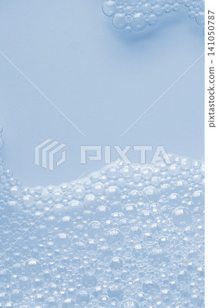 Bubbles of body gel or soap foam or shaving gel. Closeup. Copy space Bubbles of body gel or soap foam or shaving gel. Closeup. Copy space 141050787
