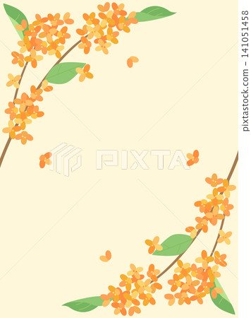 Autumn card decorated with osmanthus flowers (vertical version) Autumn card decorated with osmanthus flowers (vertical version) 141051458