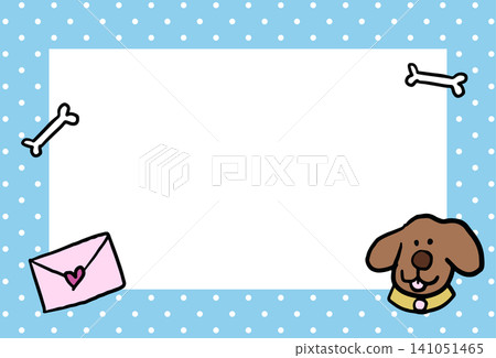 Cute pastel blue frame with puppy, dog bone, polka dot pattern for polaroid frame, social media, poster, postcard, rectangle ad template, book cover, sticky note, banner, notepads, floral, name tag Cute pastel blue frame with puppy, dog bone, polka dot pattern for polaroid frame, social media, poster, postcard, rectangle ad template, book cover, sticky note, banner, notepads, floral, name tag 141051465