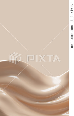 Liquid foundation waving isolated on beige background design for cosmetic product background 3D render Liquid foundation waving isolated on beige background design for cosmetic product background 3D render 141051629
