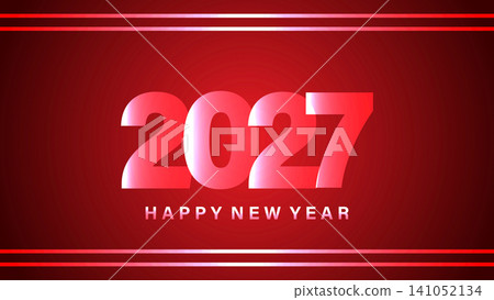 Luxury Red Happy New Year 2027 Typography Banner on Elegant Gradient Background Luxury Red Happy New Year 2027 Typography Banner on Elegant Gradient Background 141052134