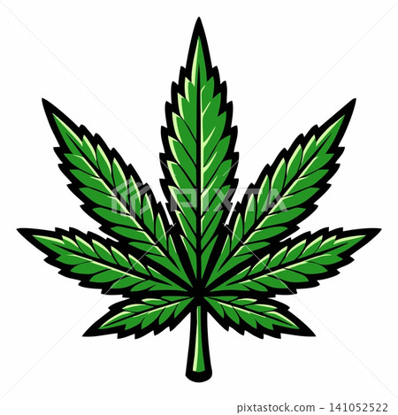 Vector illustration of a green cannabis leaf. Vector illustration of a green cannabis leaf. 141052522