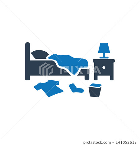 Messy Disorganized Untidy Bedroom Icon Messy Disorganized Untidy Bedroom Icon 141052612