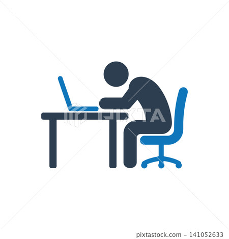 Bad Ergonomics Computer Slouching icon Bad Ergonomics Computer Slouching icon 141052633