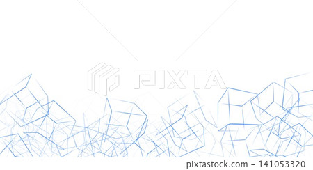 Isometric sketch made of cubes. White horizontal background for a banner with a place for text. Isometric sketch made of cubes. White horizontal background for a banner with a place for text. 141053320