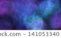 Universe in foggy outer space. Dark blue with purple sparkling grunge background, paper texture. Gradient brush painting. 141053340
