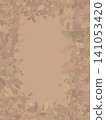 Abstract beige frame made of leaves. Hand painted watercolor and brush texture, botanical leaves. 141053420