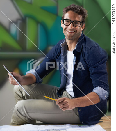 Portrait, engineering or woman with blueprint, tablet or paper for development project planning. Confident lady, architecture or happy designer with smile for sketching floor plan in modern office Portrait, engineering or woman with blueprint, tablet or paper for development project planning. Confident lady, architecture or happy designer with smile for sketching floor plan in modern office 141053950