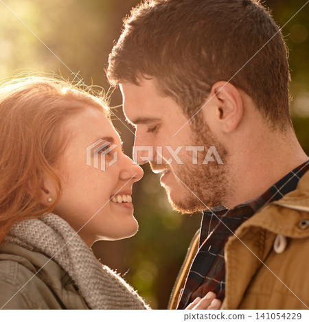 Park, date and couple with love in nature on holiday adventure or relax on vacation in woods. Happy, man and woman with smile for support and care in marriage and travel forest together in spring Park, date and couple with love in nature on holiday adventure or relax on vacation in woods. Happy, man and woman with smile for support and care in marriage and travel forest together in spring 141054229