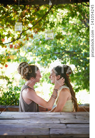 Outdoor, date and sunshine with couple, love and bonding together with romance and happiness. Park, smile or man with woman or cheerful with joy or relationship with marriage or fresh air with nature Outdoor, date and sunshine with couple, love and bonding together with romance and happiness. Park, smile or man with woman or cheerful with joy or relationship with marriage or fresh air with nature 141054245