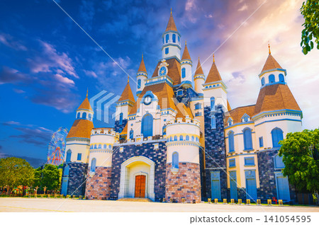 modern beautiful castle at Vinpearl Entertainment Park in Nha Trang in Vietnam in Asia 141054595