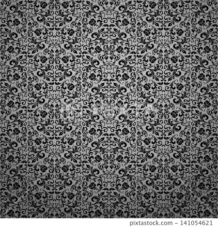 Wallpaper in the style of Baroque. Gray and black floral ornament. Seamless vector background. Graphic pattern for fabric, wallpaper, packaging. Ornate Damask flower illustration Wallpaper in the style of Baroque. Gray and black floral ornament. Seamless vector background. Graphic pattern for fabric, wallpaper, packaging. Ornate Damask flower illustration 141054621