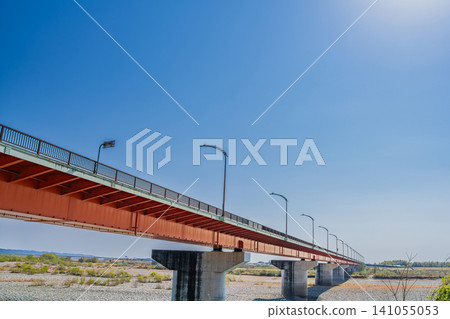 A view of the Hiryu Ohashi Bridge over the Tenryu River in Hamamatsu City, Shizuoka Prefecture. A view of the Hiryu Ohashi Bridge over the Tenryu River in Hamamatsu City, Shizuoka Prefecture. 141055053
