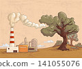 Tree eating a factory smog 141055076