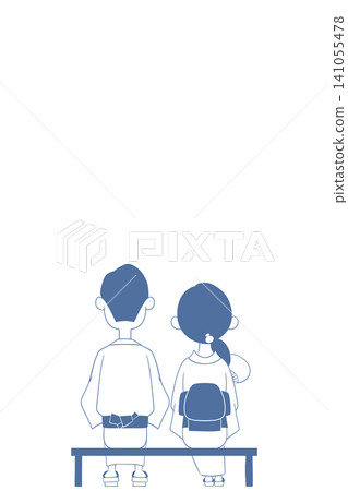一幅插圖,描繪了一對年輕男女在夏季節日上抬頭觀看煙火的場景。 一幅插圖,描繪了一對年輕男女在夏季節日上抬頭觀看煙火的場景。 141055478