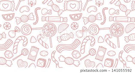 Hand drawn sweets and candies Hand drawn sweets and candies 141055592