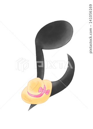 Musical notes with straw hats Musical notes with straw hats 141056169