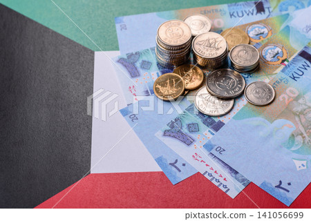 Kuwait paper money, dinar banknotes as currency for exchange or travel. Kuwaiti money Kuwait paper money, dinar banknotes as currency for exchange or travel. Kuwaiti money 141056699