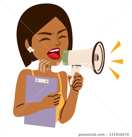 Cartoon Vector Illustration Screaming Woman Holding Megaphone Speaker Isolated Cartoon Vector Illustration Screaming Woman Holding Megaphone Speaker Isolated 141056870