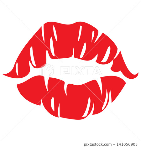 Red Lips Icon Lipstick Kiss Symbol Isolated On White Background Red Lips Icon Lipstick Kiss Symbol Isolated On White Background 141056903