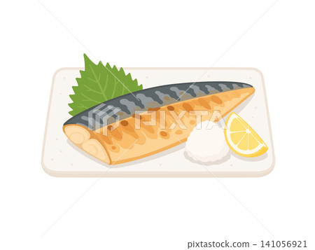 Grilled fish, flat illustration 141056921