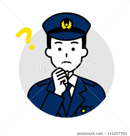 Icon of a male police officer (thinking) Icon of a male police officer (thinking) 141057763