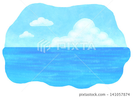大海和雷雨雲夏季圖像的插圖 141057874