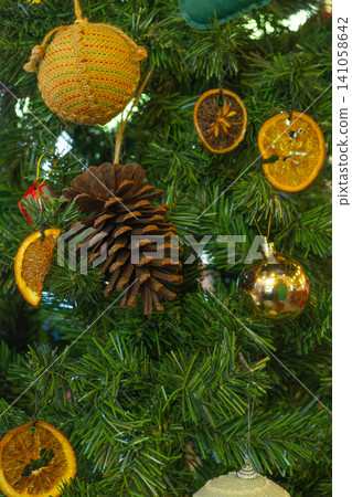 Winter Wonderland Festive Christmas background Tree and Ornaments Decoration Winter Wonderland Festive Christmas background Tree and Ornaments Decoration 141058642