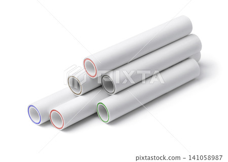Group of plastic water pipes Group of plastic water pipes 141058987
