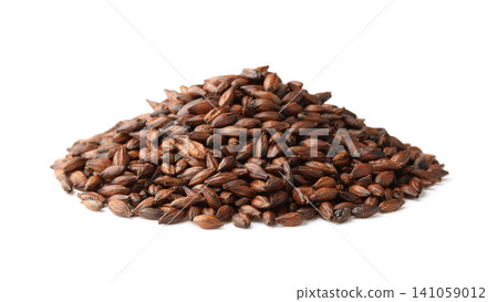 Heap of dark malted barley seeds Heap of dark malted barley seeds 141059012